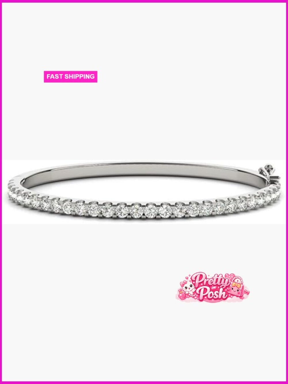 Diamond Bangle Bracelet Premium Collection 1 Carat White Gold